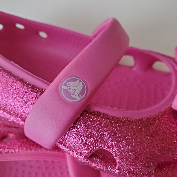 Girl Pink glitter Croc Flats Size C5 - Picture 2 of 7